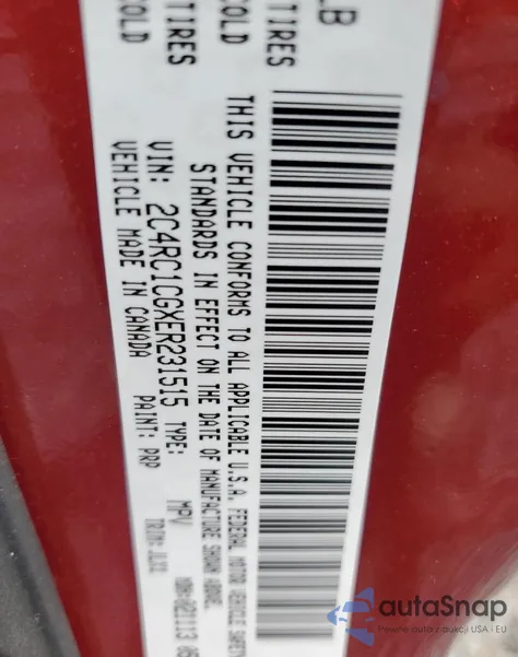 2014 Chrysler Town & Country Touring L z USA, uszkodzony, nr VIN 2C4RC1CGXER231515